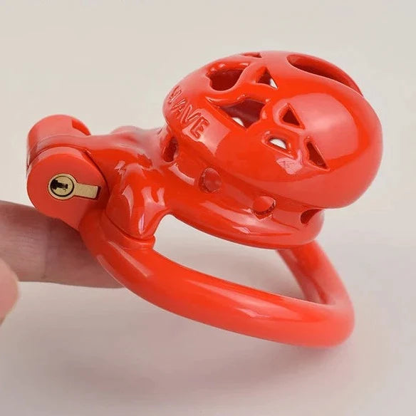Red Plastic Chastity Cage with 4 Sizes Penis Rings Sex Slave BDSM Toy Chastity Device