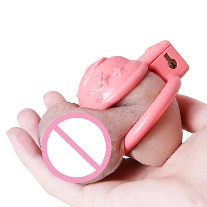 Sissy Resin 3D-Printed Chastity Cage Small Pussy Cock Cage - Pink - PinkChastity