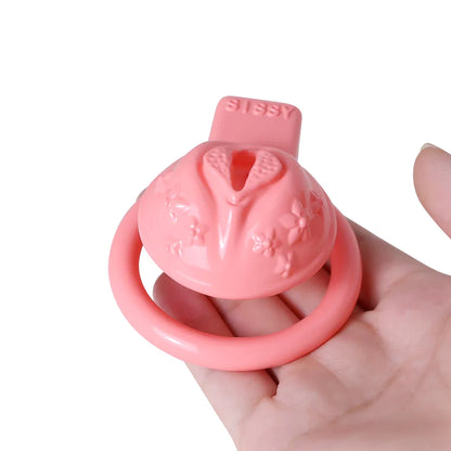 Sissy Resin 3D-Printed Chastity Cage Small Pussy Cock Cage - Pink - PinkChastity