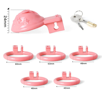 Sissy Resin 3D-Printed Chastity Cage Small Pussy Cock Cage - Pink - PinkChastity