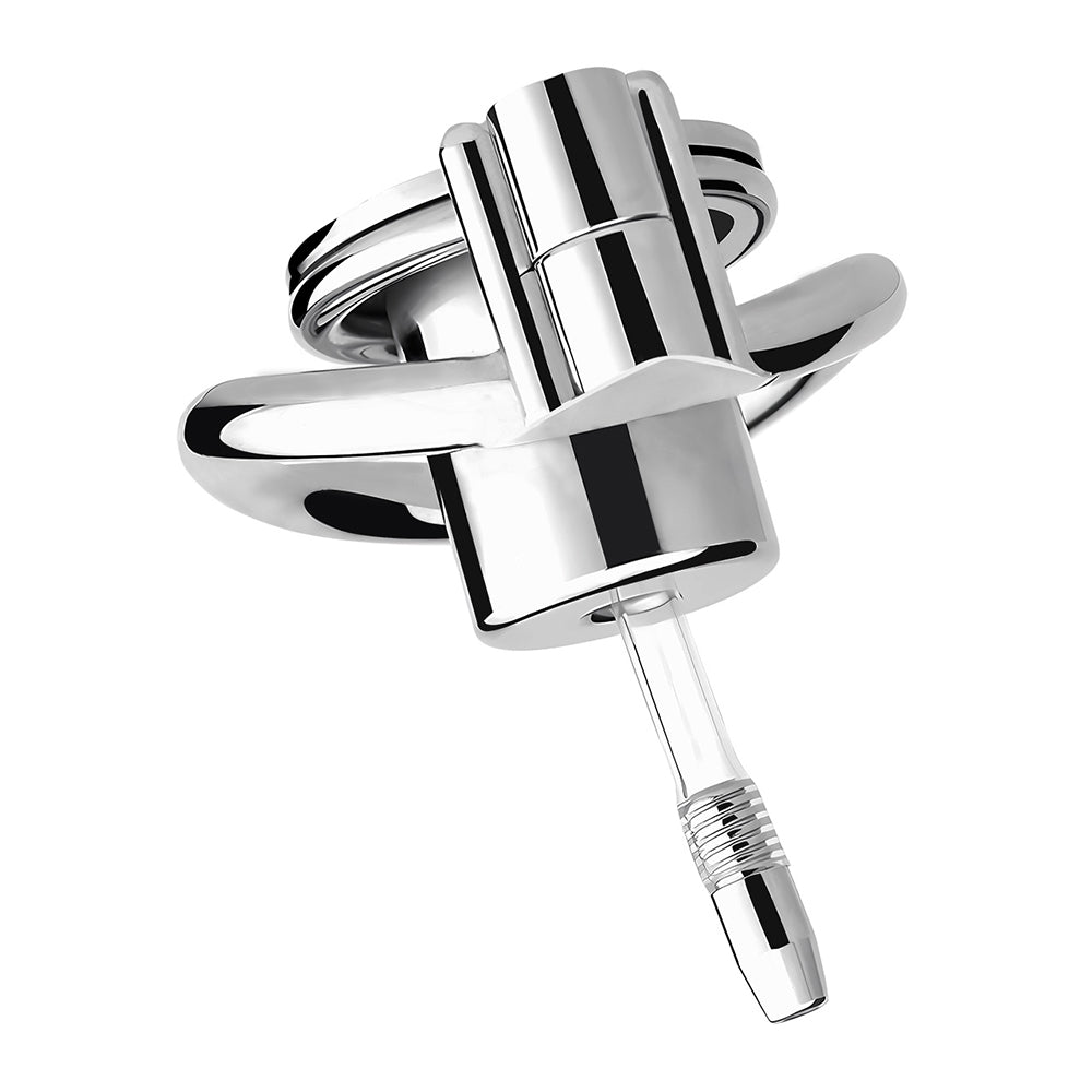 Inverted Chastity Cage with Metal Cylinder and Silicone Urethral Tube - KeepMeLocked