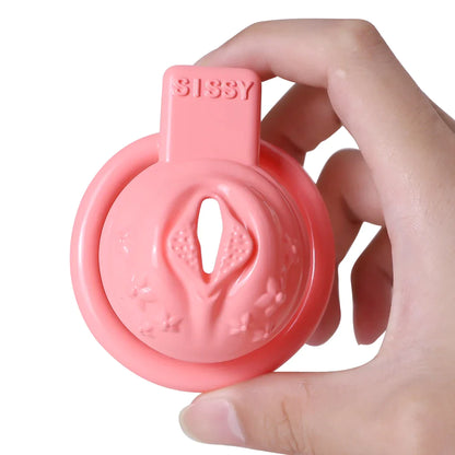 Sissy Resin 3D-Printed Chastity Cage Small Pussy Cock Cage - Pink - PinkChastity