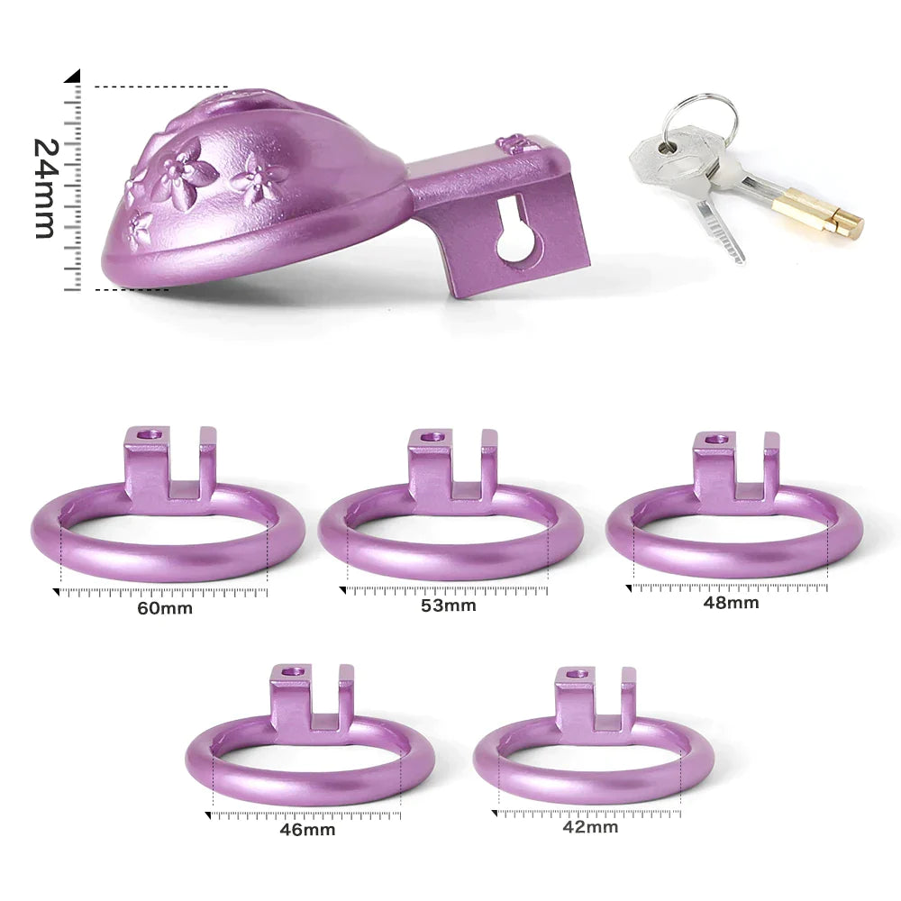 Sissy Resin 3D-Printed Chastity Cage Small Pussy Cock Cage - Purple - PinkChastity