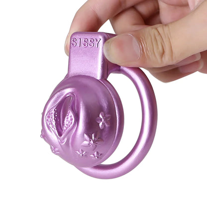 Sissy Resin 3D-Printed Chastity Cage Small Pussy Cock Cage - Pink - PinkChastity