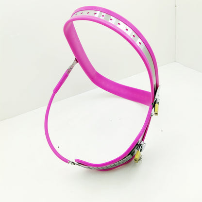 Female Heart Shaped Chastity Belt with Lock Shield - Pink - KeepMeLocked