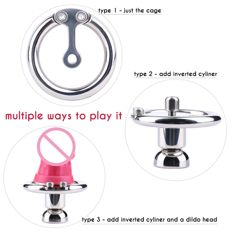 Negative Inverted chastity cage with Stainless Steel Cylinder - KeepMeLocked