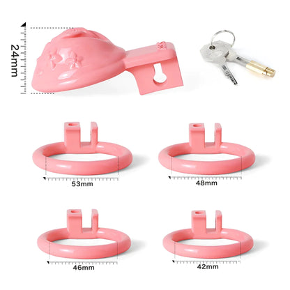 Sissy Resin 3D-Printed Chastity Cage Small Pussy Cock Cage - Pink - PinkChastity