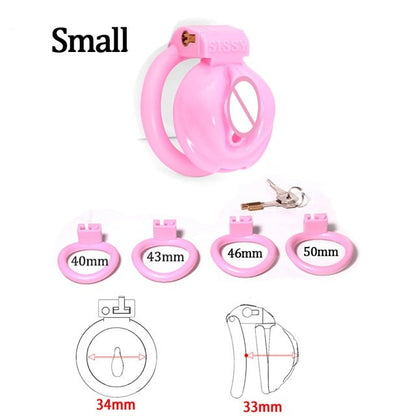 Pink Sissy Chastity Cage: Small Male Chastity Device for BDSM Bondage, Lockable Slave Penis Ring - KeepMeLocked