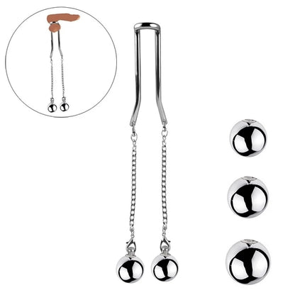 Stainless Steel Ball Stretcher Scrotum | Testicle Heavy Ball Weight Man Penis Cock Ring Enlargement Pull Exercise Male Toy - KeepMeLocked