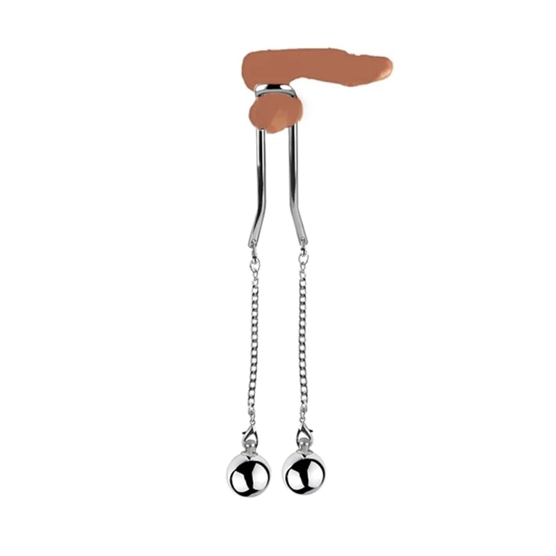 Stainless Steel Ball Stretcher Scrotum | Testicle Heavy Ball Weight Man Penis Cock Ring Enlargement Pull Exercise Male Toy - KeepMeLocked