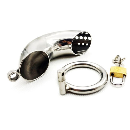 Men's Stainless Steel Chastity Device: Lockable Full Closed Cock Cage Belt with Penis Rings Sleeve for Adult BDSM Play - KeepMeLocked