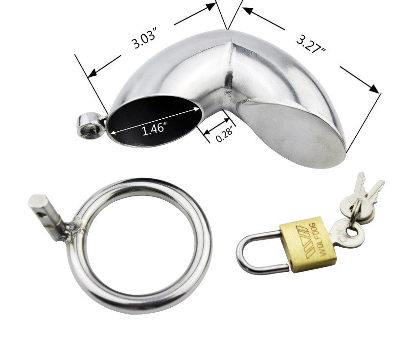 Men's Stainless Steel Chastity Device: Lockable Full Closed Cock Cage Belt with Penis Rings Sleeve for Adult BDSM Play - KeepMeLocked