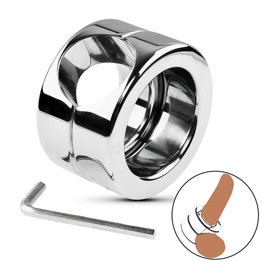 Stainless steel Men Cock Ring For Male Heavy Duty Weight Penis Exercise Lock Scrotum Ball Stretchers Ring Sex Toys For Men - ChastityBondage