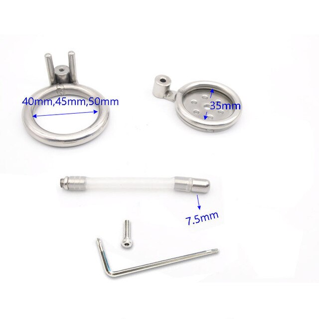 Flat Penis Cage Chastity Device for Men: Small Stainless Steel with Anti-Off Ring and Urethral Catheter - KeepMeLocked