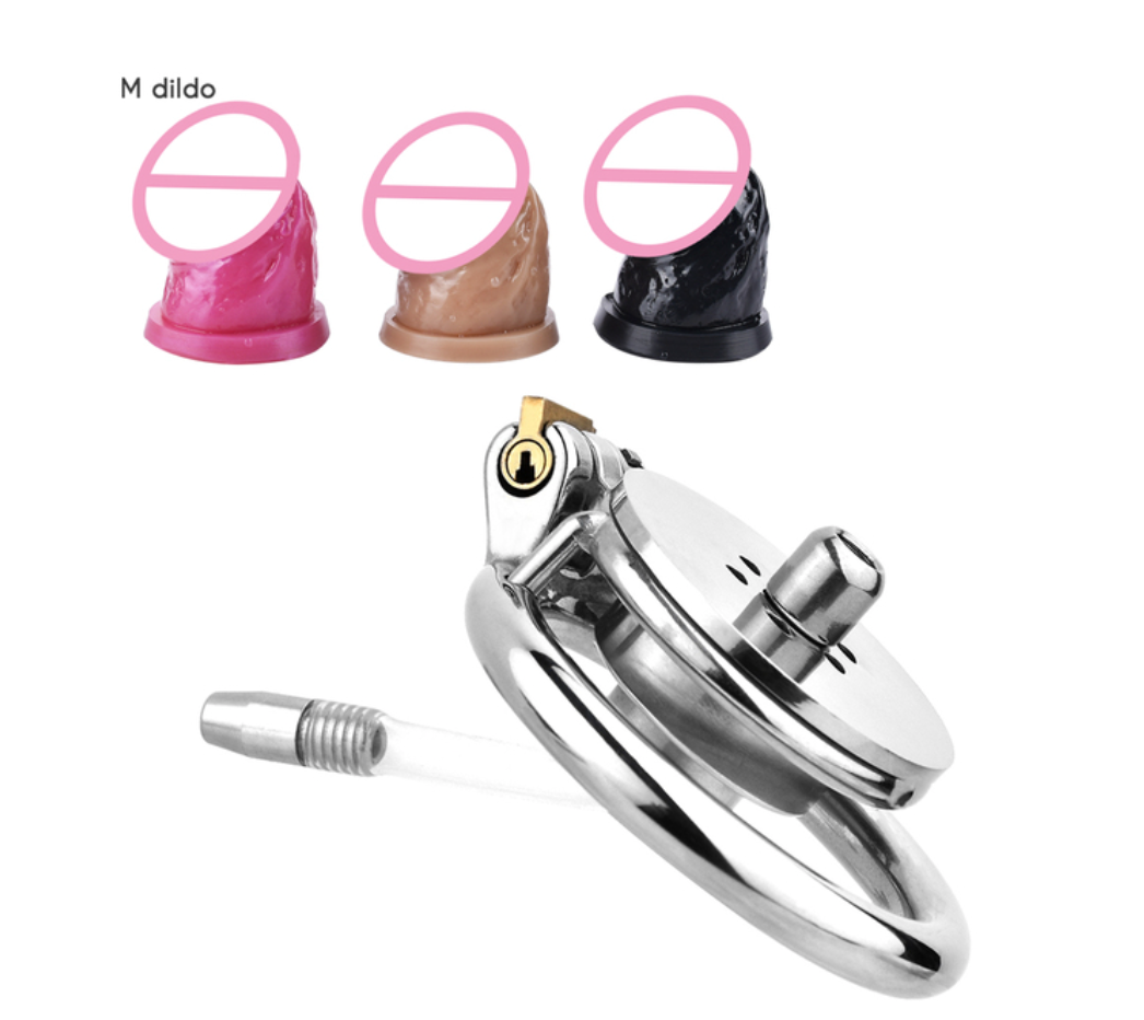 Inverted Chastity Cage with Dildo and Silicone Urethral Tube - KeepMeLocked