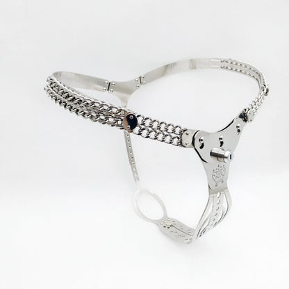 Metal Chastity Belt For Women with Removable Viginal and Anal Plugs - KeepMeLocked