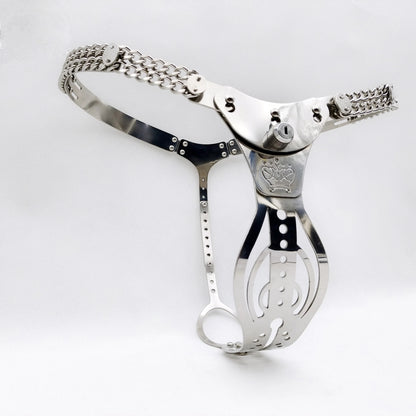 Metal Chastity Belt For Women with Removable Viginal and Anal Plugs - KeepMeLocked