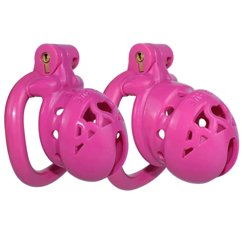 pink chastity cage for sex slave submissive locked cock
