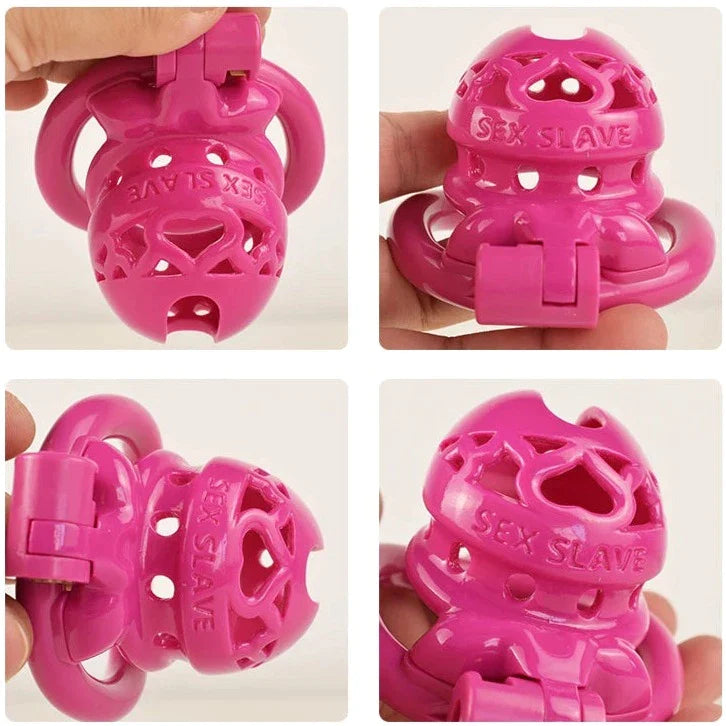 pink small chastity cage for sissy femboy ladyboy