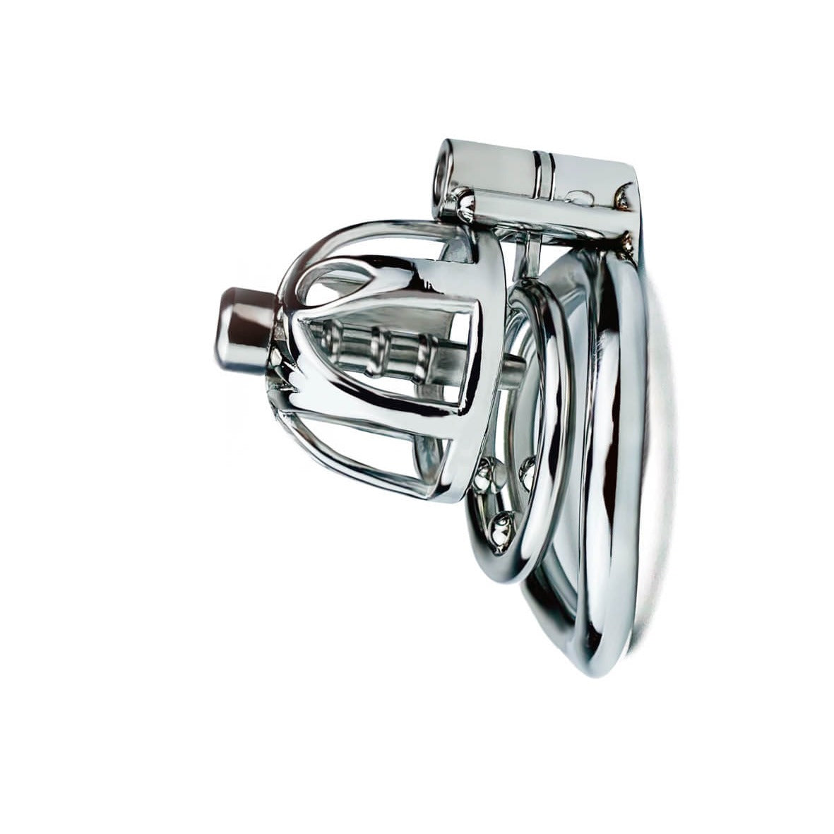 Male Stainless Steel Chastity Cage With Silicone/Metal Urethral Tube - KeepMeLocked