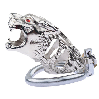 Metal Tiger Chastity Cage with Penis Lock - KeepMeLocked